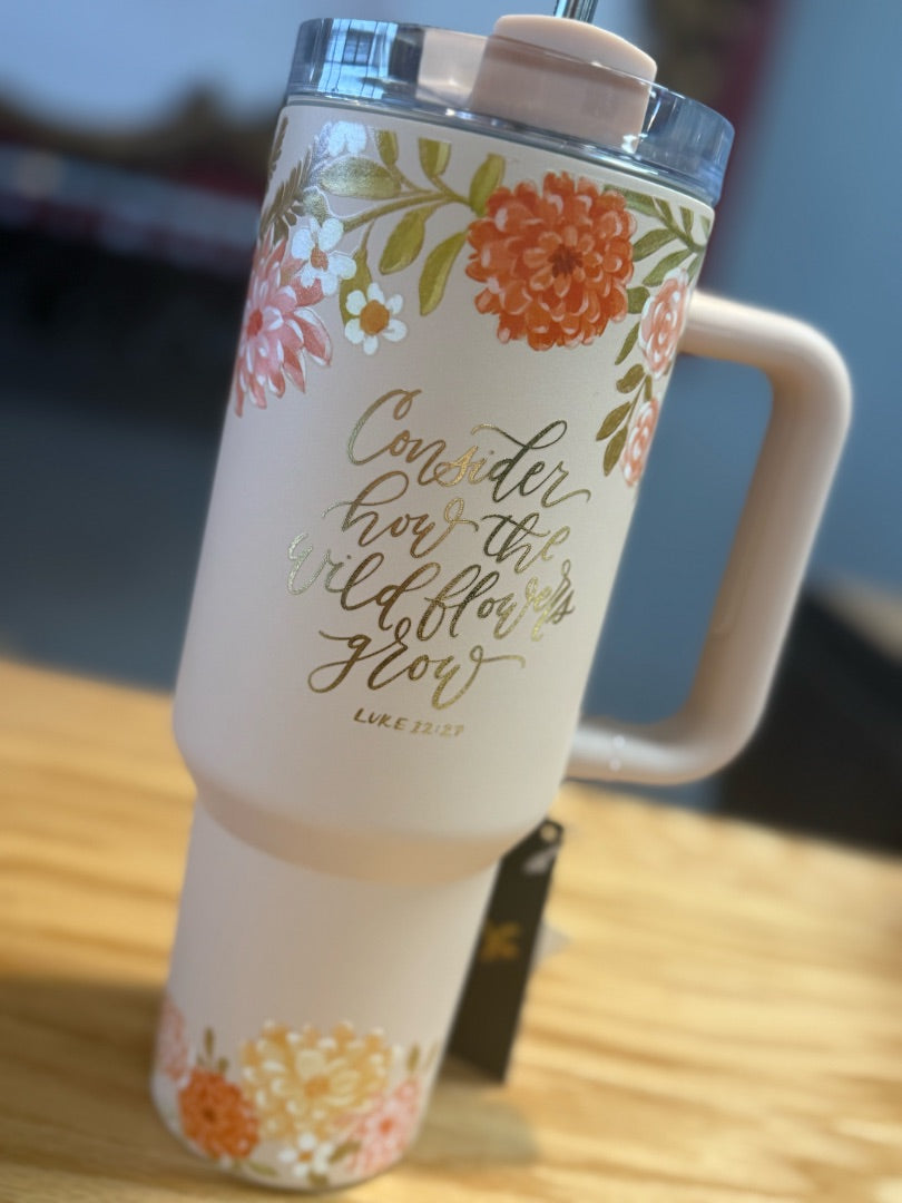 Orange 40 Oz Tumbler - Luke 12:27
