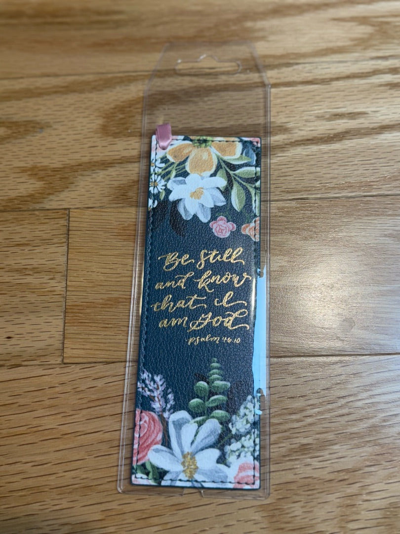 Blue Floral Bookmark Psalm 46:10