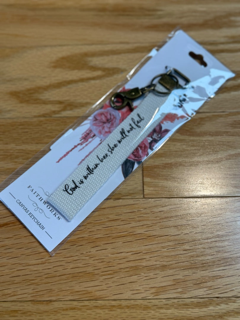 Canvas Keychain "God is Within Her"